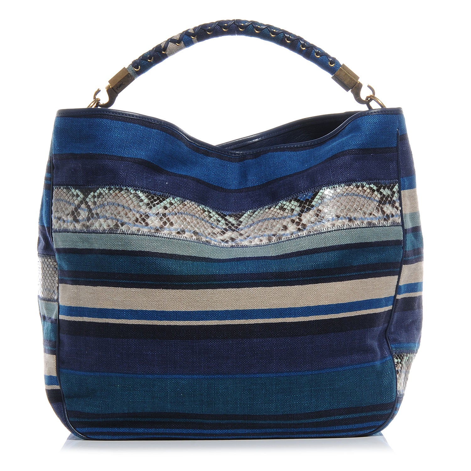 Saint Laurent Canvas Snakeskin Roady Blue 1 of 8