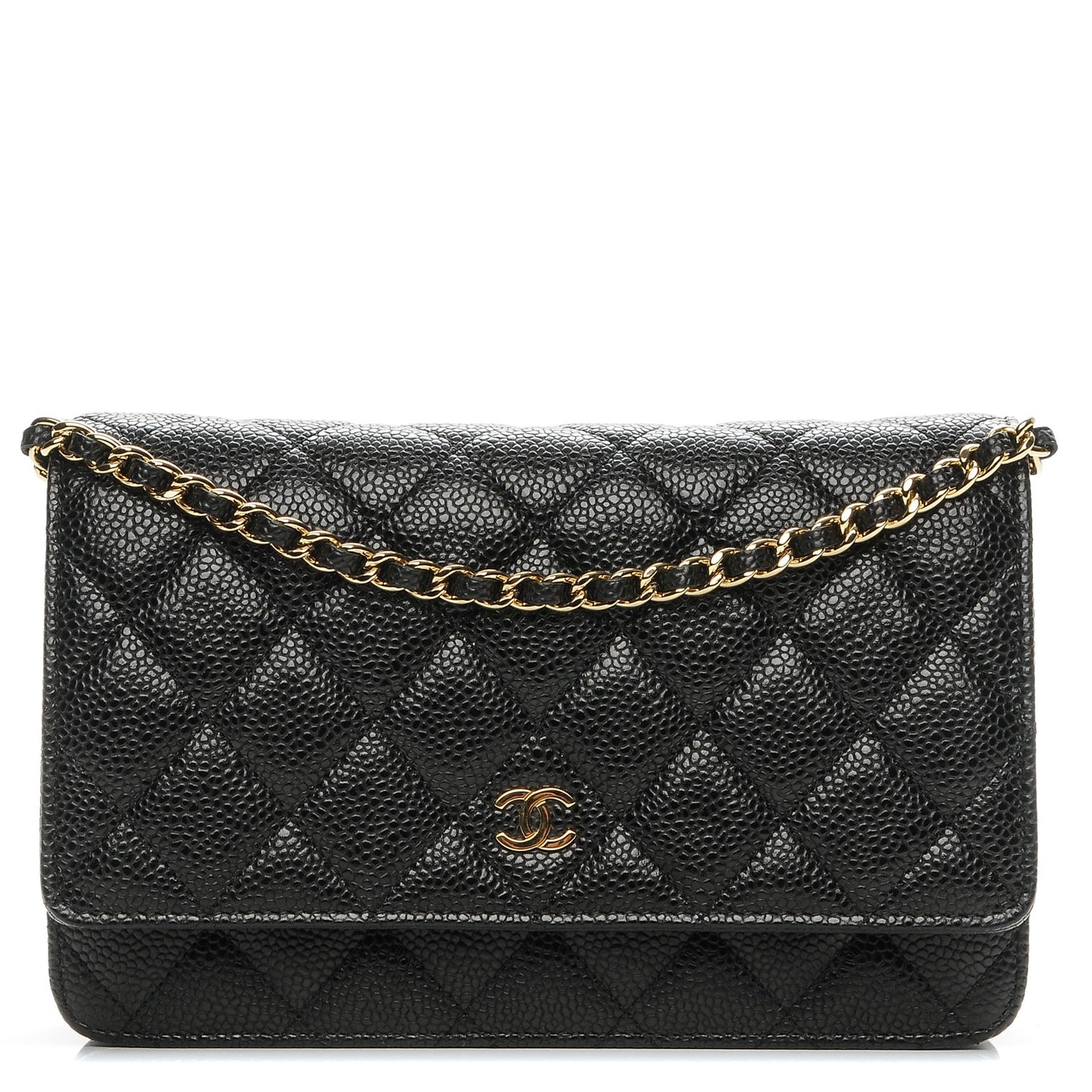 Caviar Quilted Wallet On Chain WOC Black