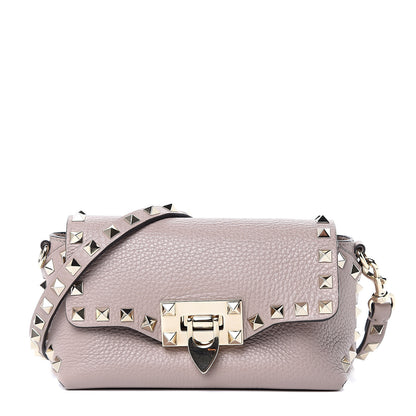 Valentino Garavani Pebbled Calfskin Mini Rockstud Crossbody Bag Poudre 1 of 13