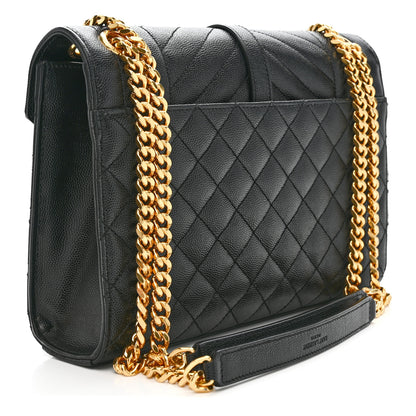 Saint Laurent Grain De Poudre Textured Mixed Matelasse Triquilt Medium Monogram Satchel Black 3 of 11