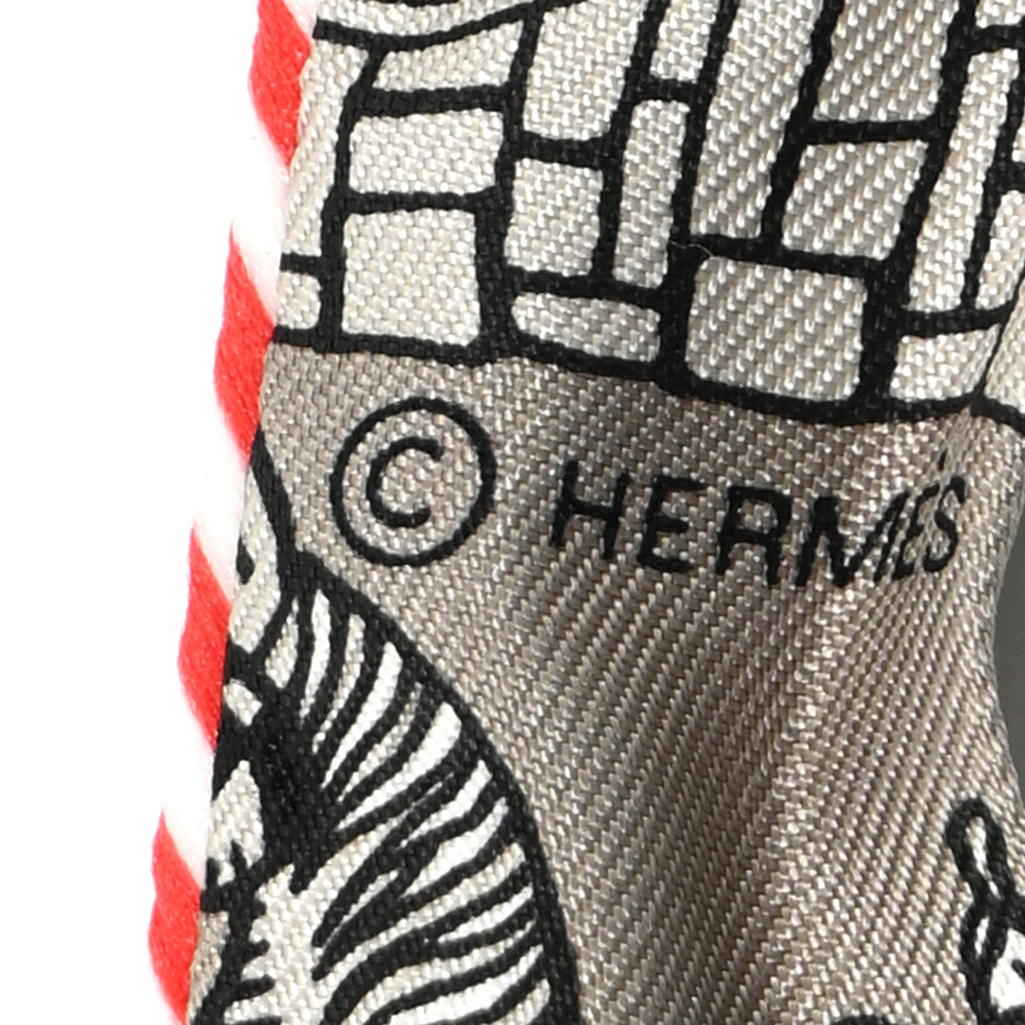 Silk Candy Doll Hermes-Paris Station Twilly Gris Cendre Orange Black