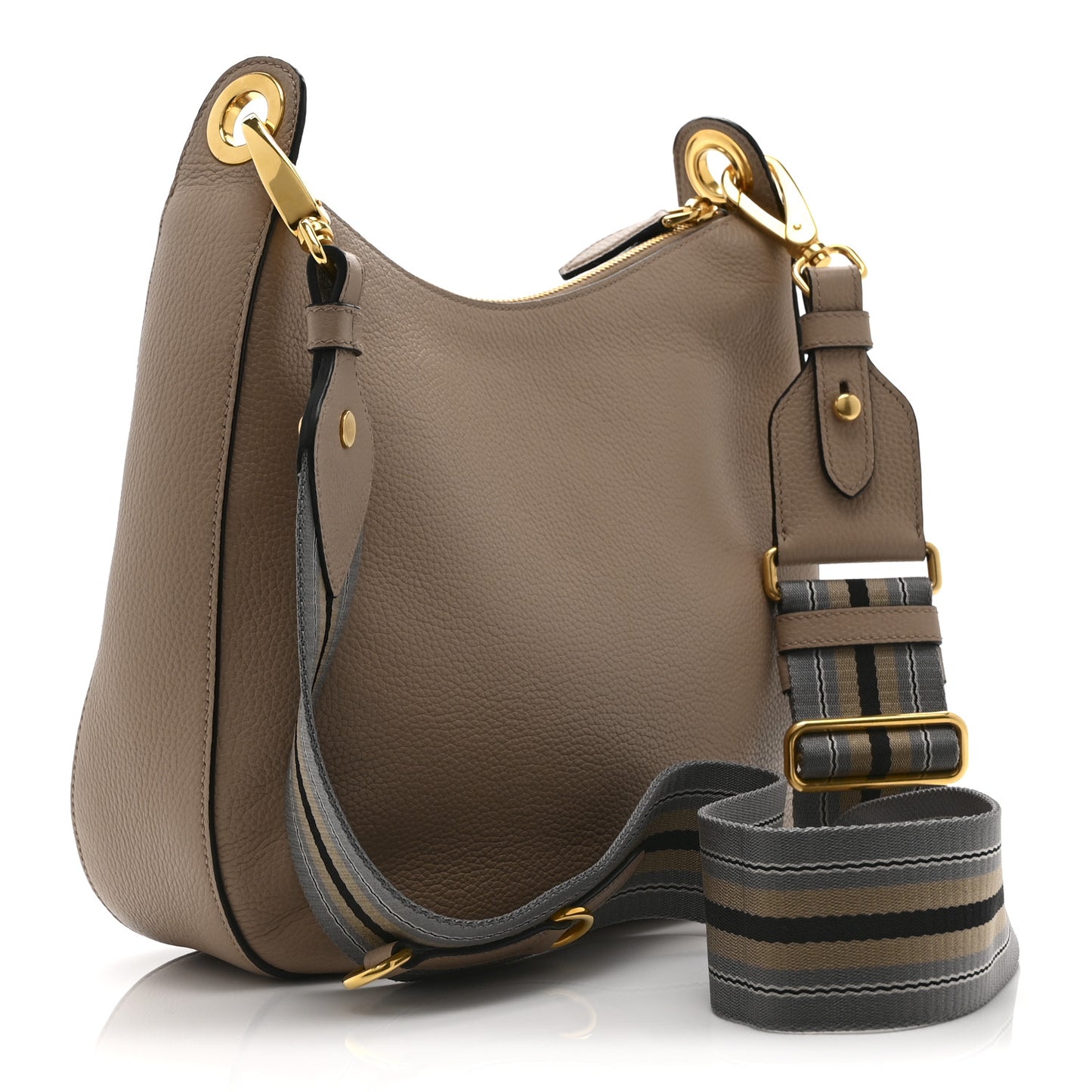 Vitello Phenix Zippered Messenger Hobo Cammeo