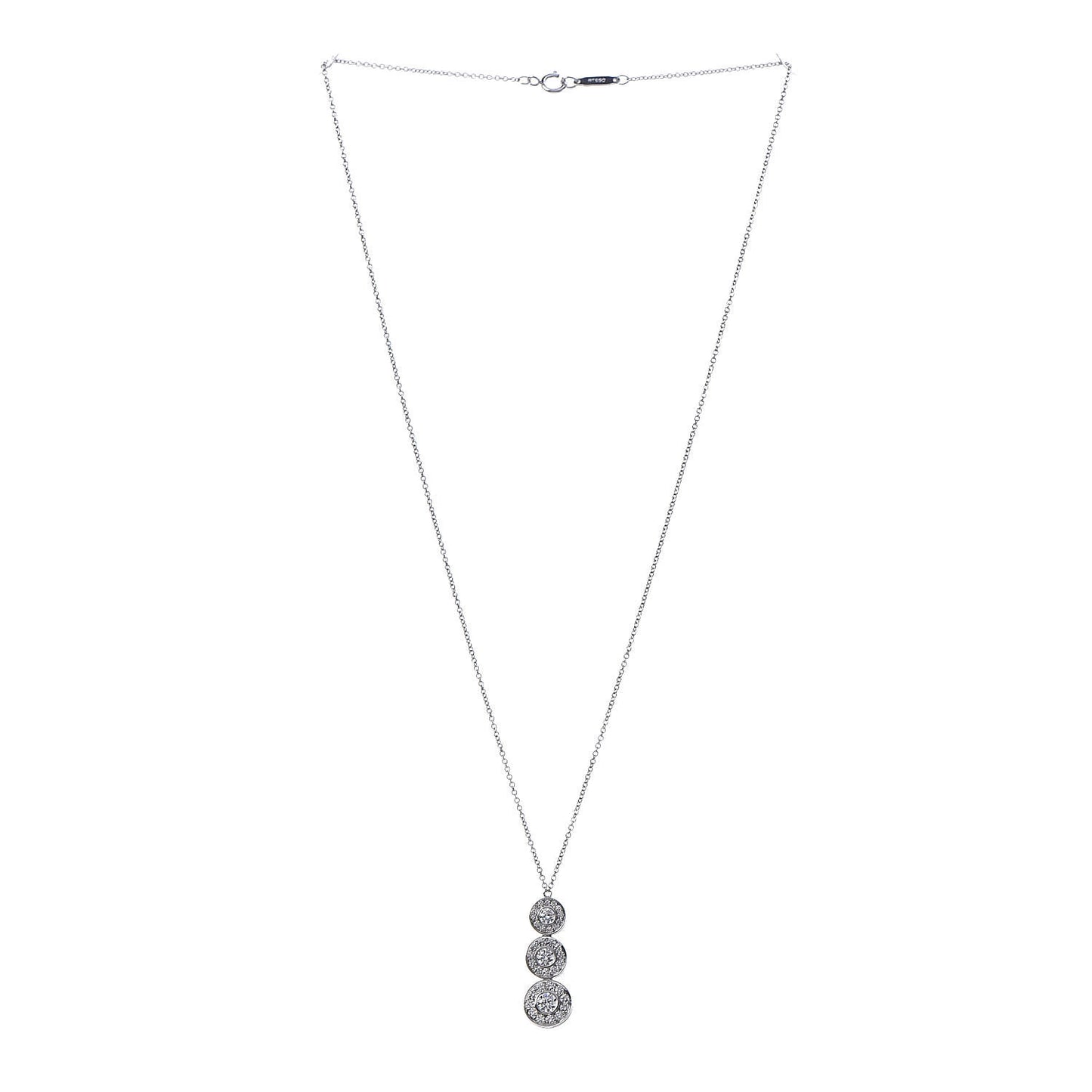 Platinum Diamond Triple Circlet Pendant Necklace