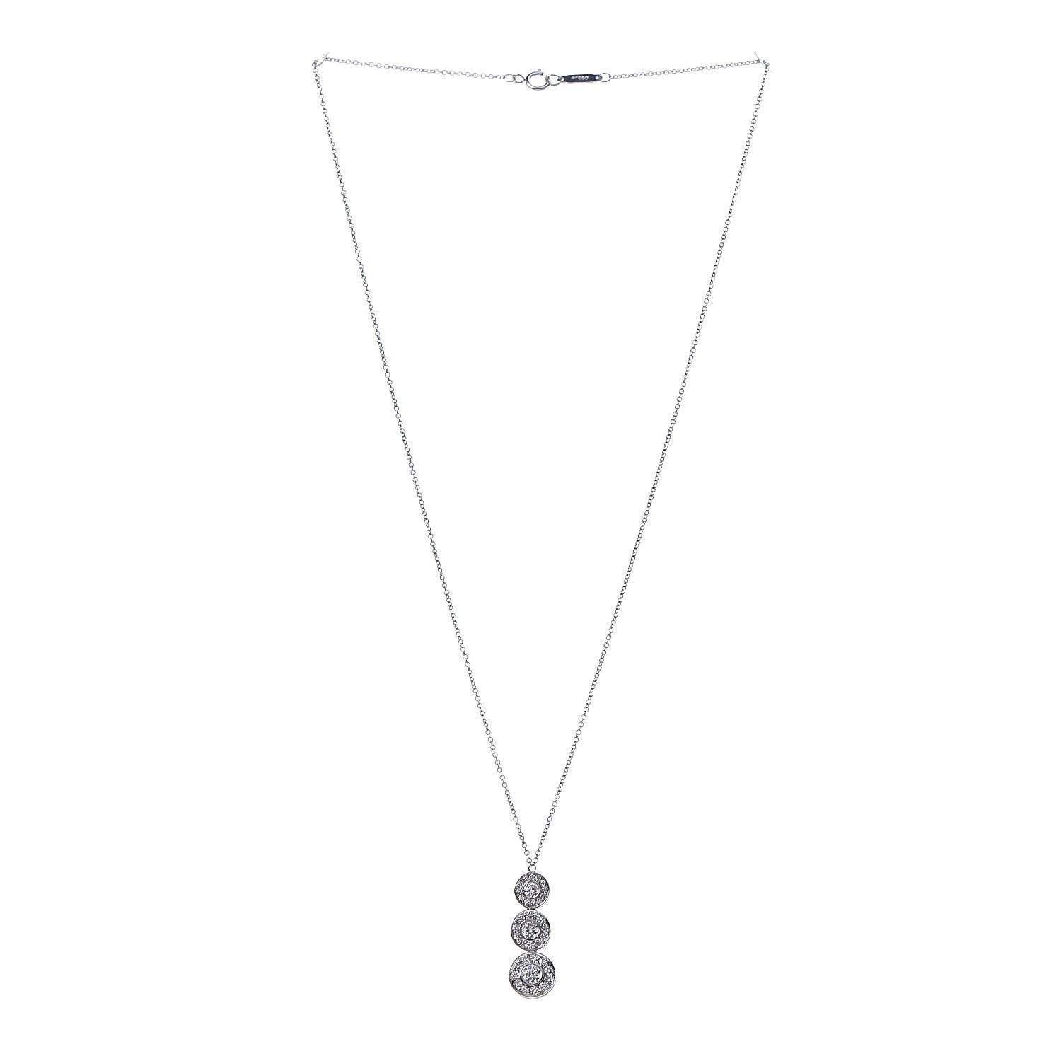 Tiffany Platinum Diamond Triple Circlet Pendant Necklace 3 of 7