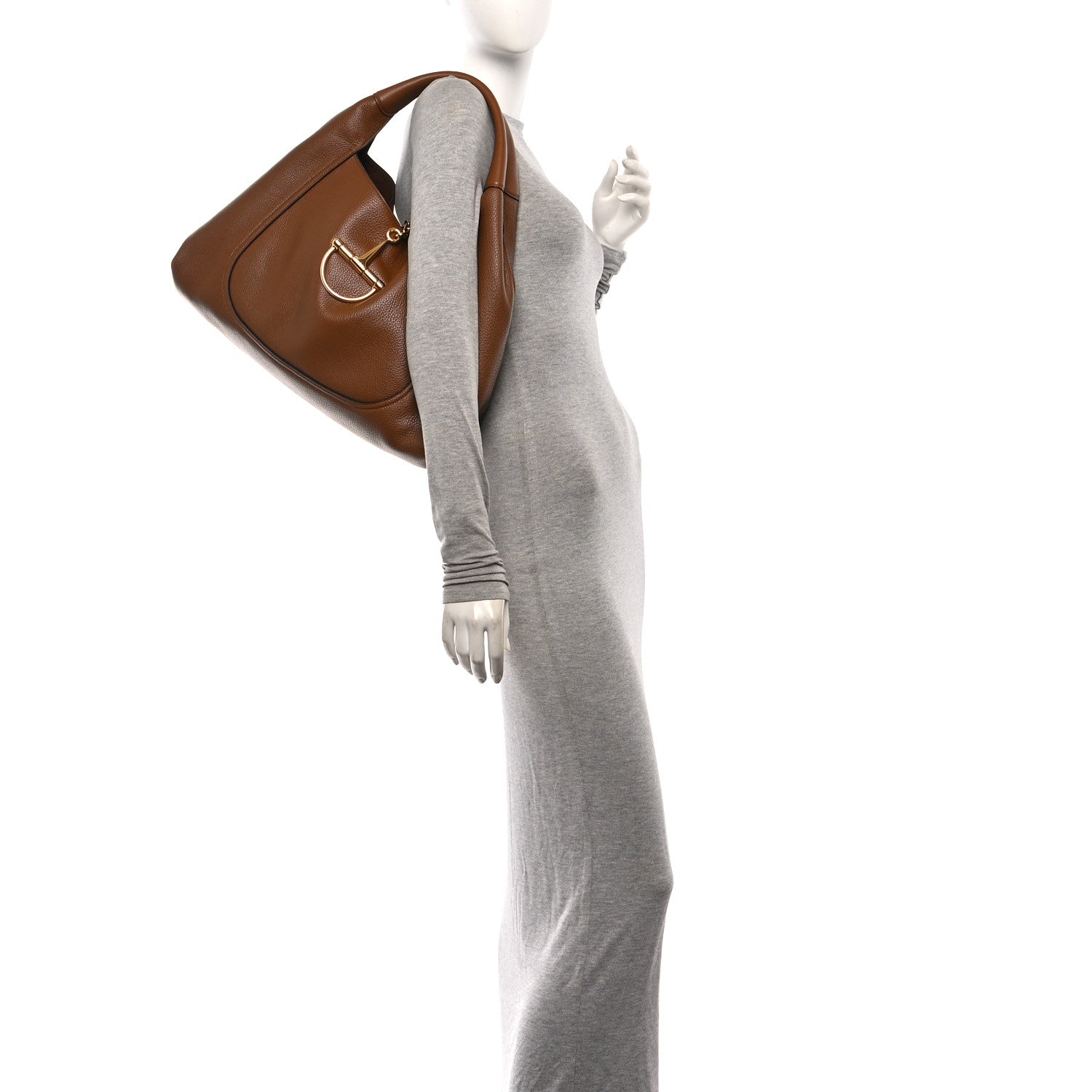 Gucci Grained Calfskin Softbit Maxi Shoulder Bag Brown 2 of 12