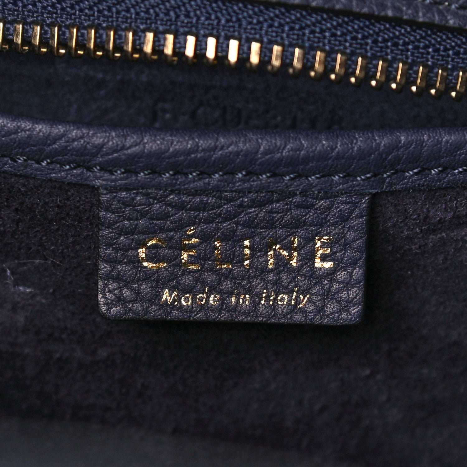 Celine Drummed Calfskin Nano Luggage Navy Blue 6 of 10