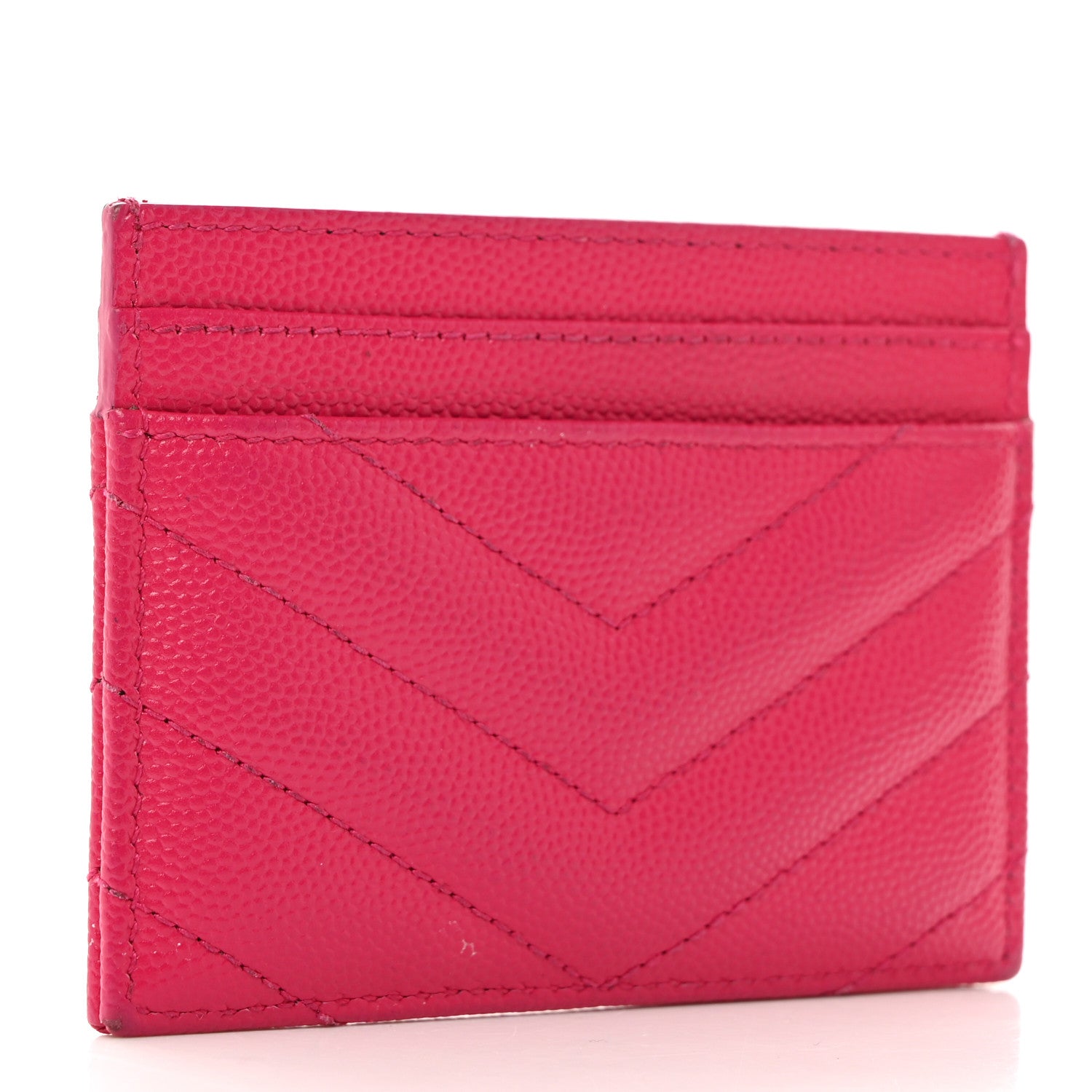 Saint Laurent Grain De Poudre Matelasse Chevron Monogram Credit Card Case 3 of 9