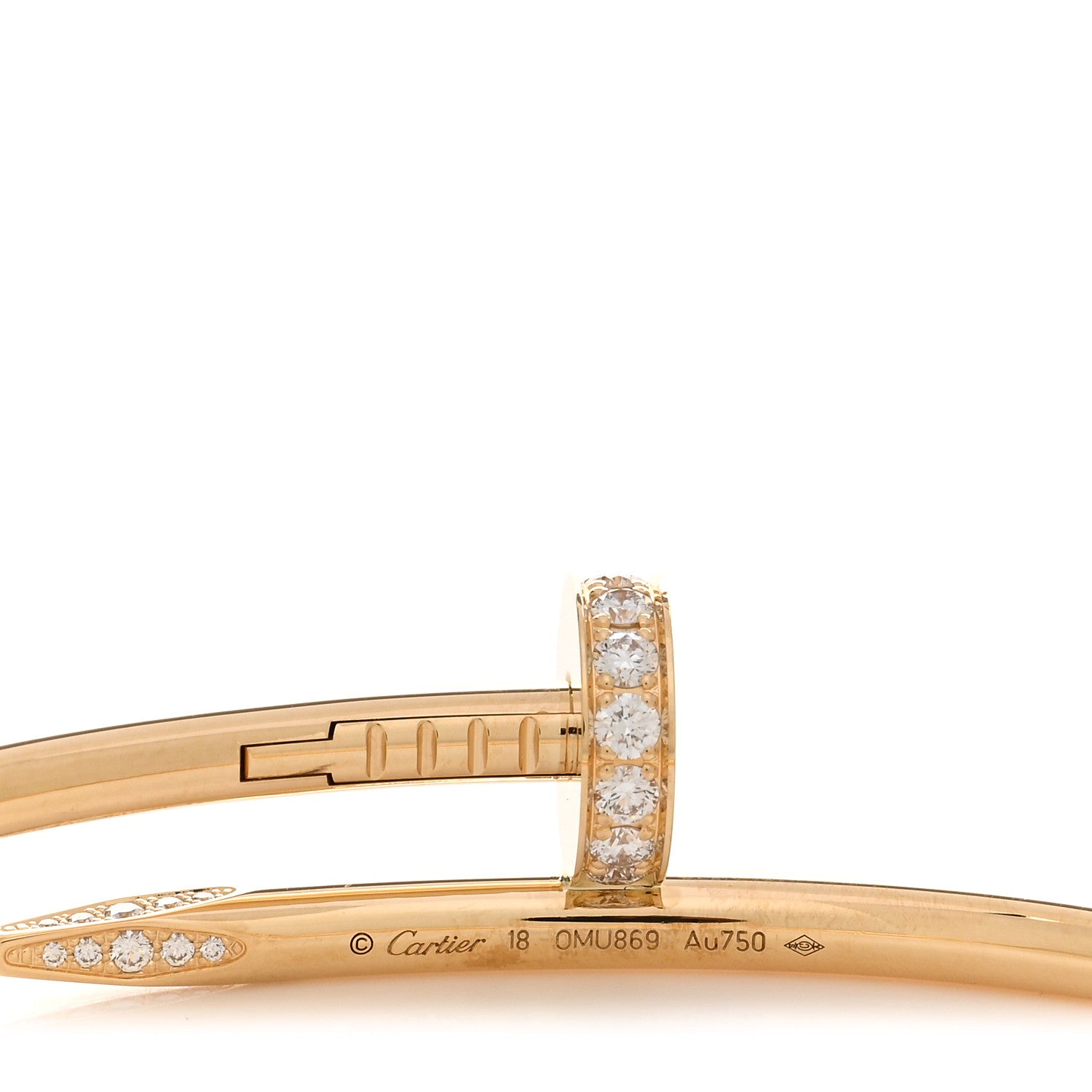 Cartier 18K Yellow Gold Diamond Juste Un Clou Bracelet 18 3 of 4