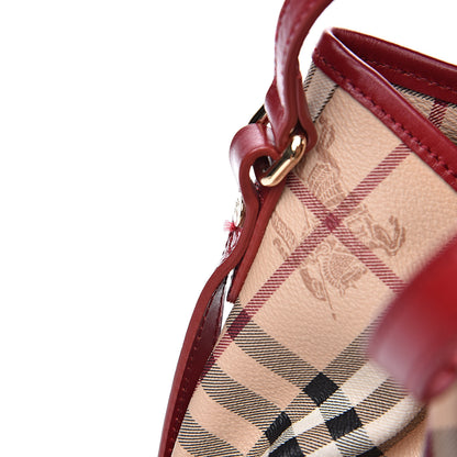 Burberry Haymarket Check Small Canterbury Tote Military Red 13 of 14