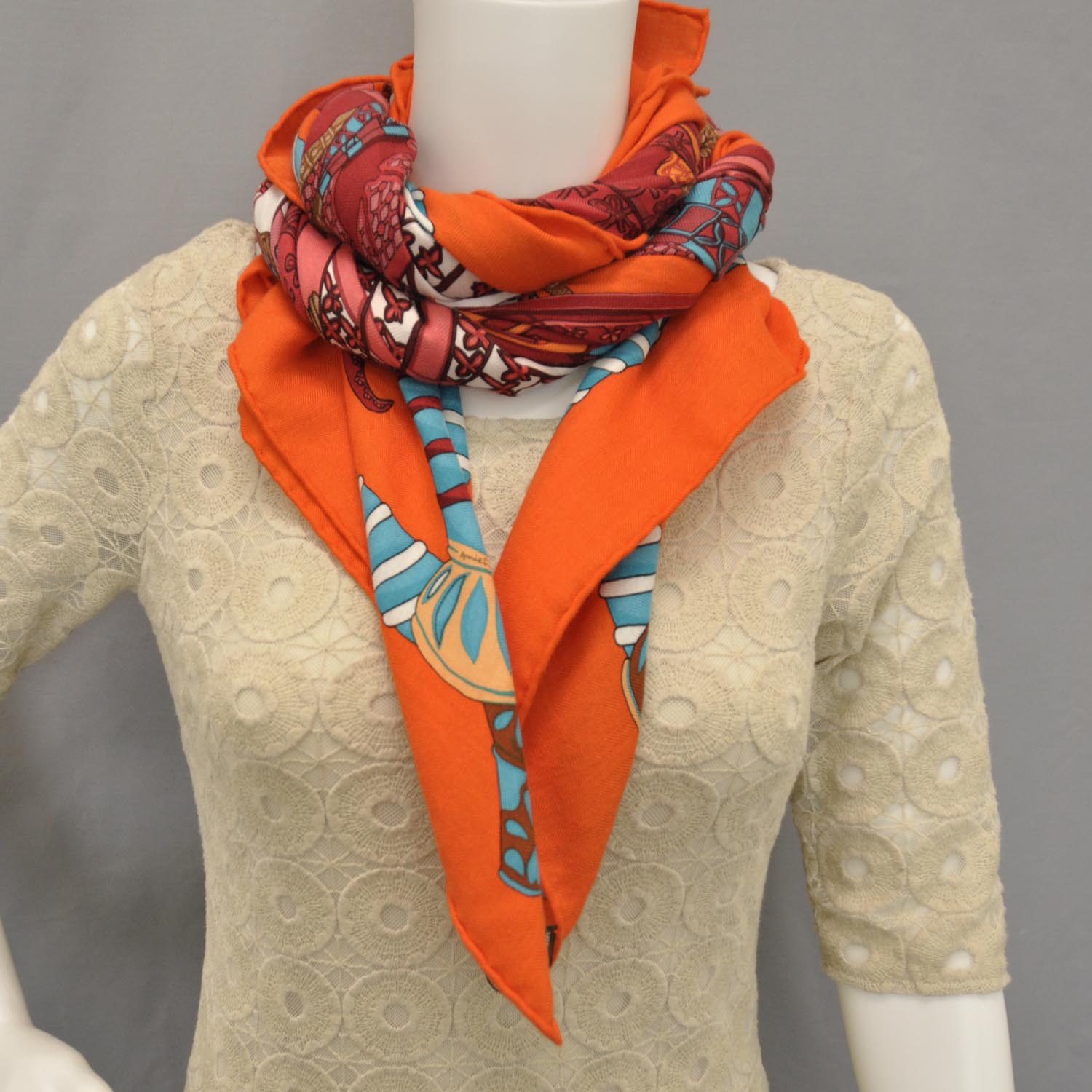 Hermes Cashmere Silk Etendards et Bannieres Shawl 140 8 of 11