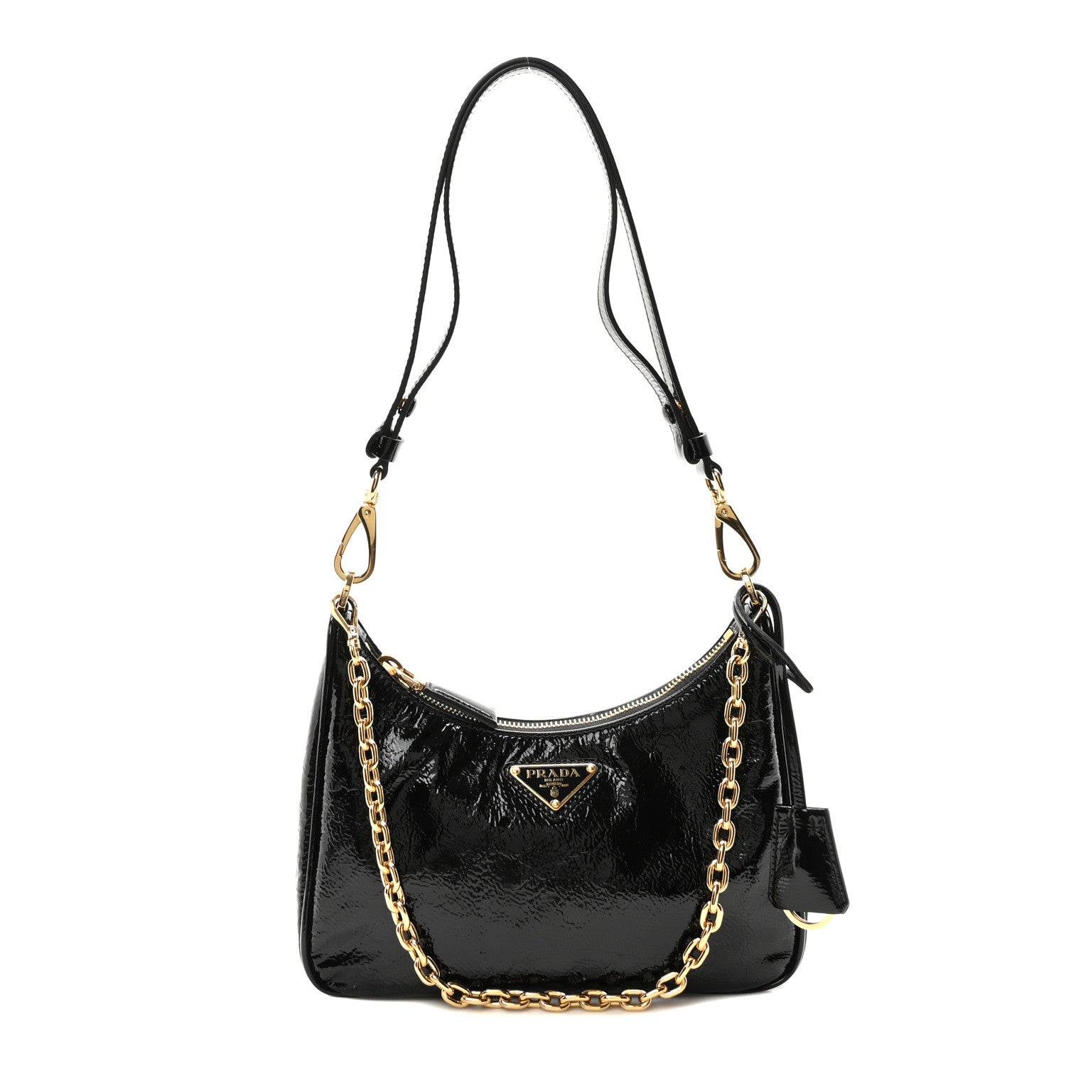 Prada Patent Naplak Re-Edition Mini Shoulder Bag Black 1 of 10