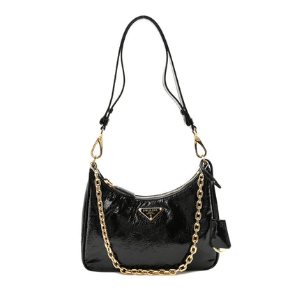 Prada Patent Naplak Re-Edition Mini Shoulder Bag Black 1 of 10