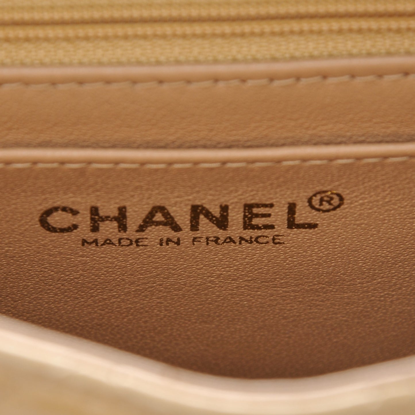 Lambskin Quilted Mini Square Flap Beige