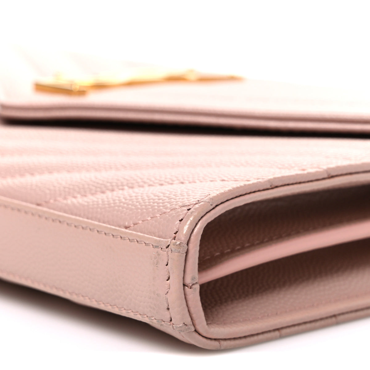 Grain De Poudre Matelasse Chevron Monogram Chain Wallet Pale Blush