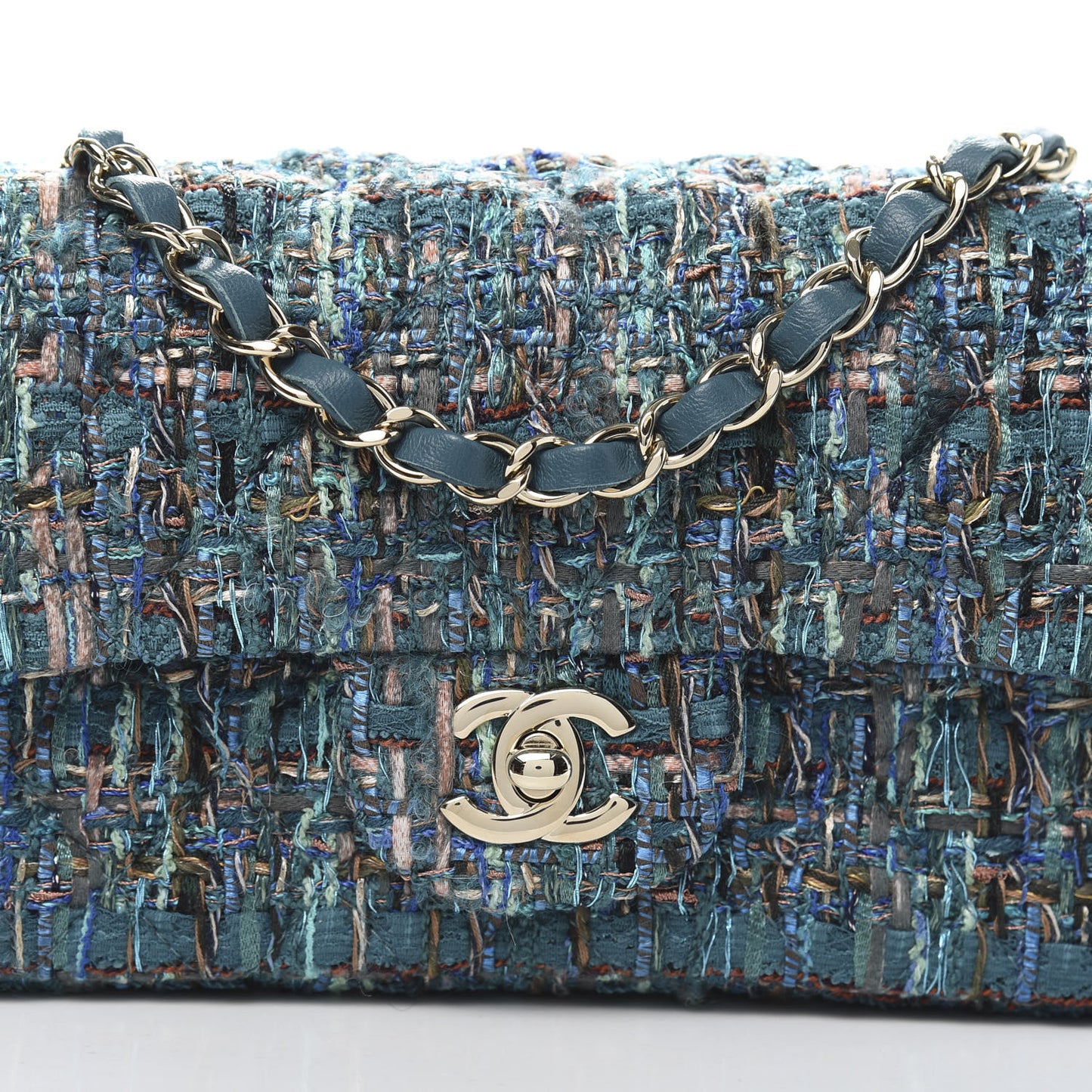 Tweed Quilted Egyptian Mini Rectangular Flap Turquoise