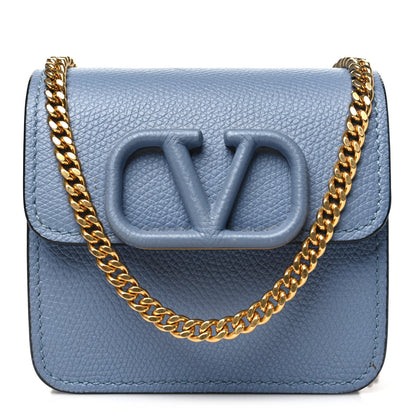 Valentino Garavani Grainy Calfskin VLogo Compact Wallet with Chain Niagara 1 of 9