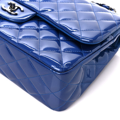 Chanel Patent Calfskin Quilted Jumbo Double Flap Blue 11 of 11