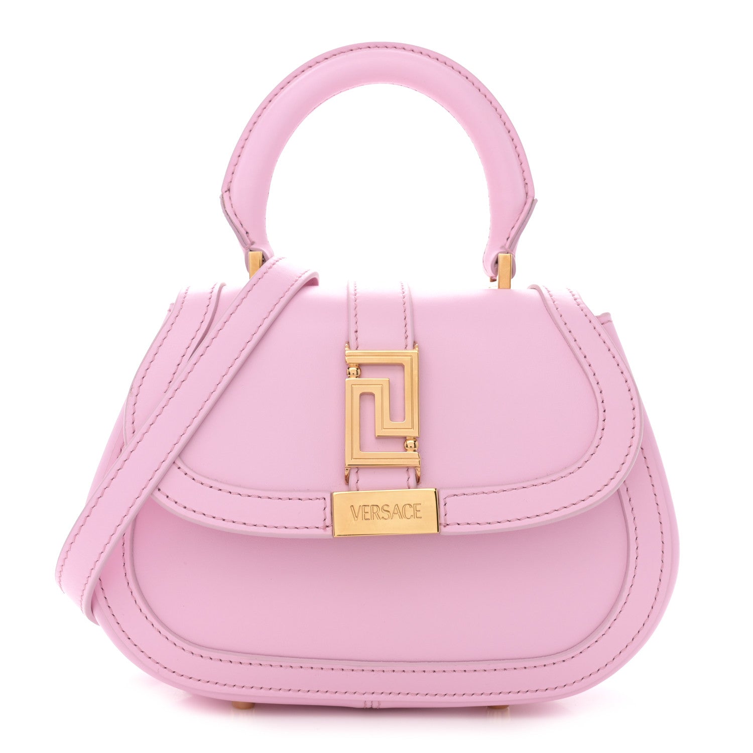 Versace Calfskin Greca Goddess Mini Top Handle Bag Pink 1 of 13