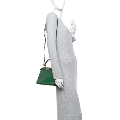 Fendi Ostrich Shiny Nappa Mini Peekaboo I SEE U Satchel Green 2 of 16