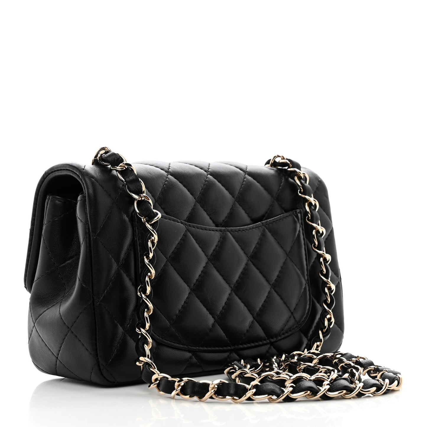 Lambskin Quilted Mini Rectangular Flap Black