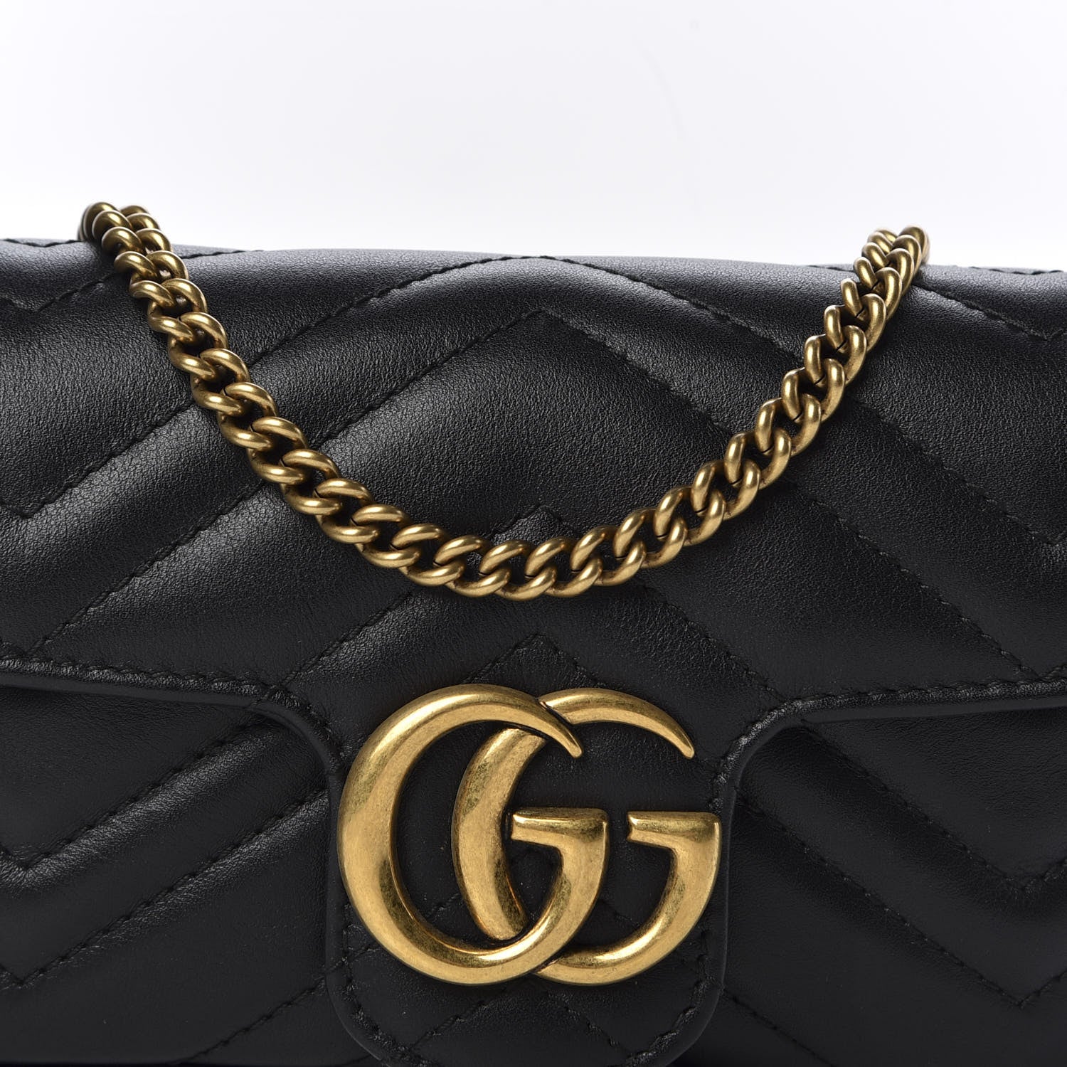 Gucci Calfskin Matelasse Super Mini GG Marmont Shoulder Bag Black 9 of 10