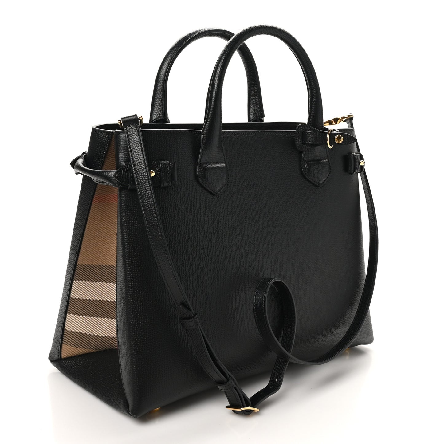 Derby Calfskin House Check Medium Banner Tote Black