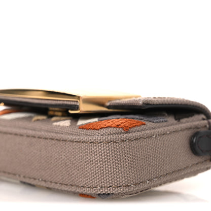 Fendi Canvas Vitello King FF Embroidered Nano Maxi Buckle Baguette Charm Tartufo Ebano 9 of 10
