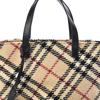 Burberry Wool Check Tote Beige 10 of 10
