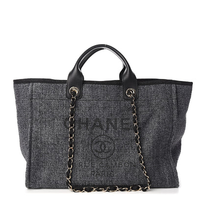 Chanel Canvas Medium Deauville Tote Charcoal 1 of 9