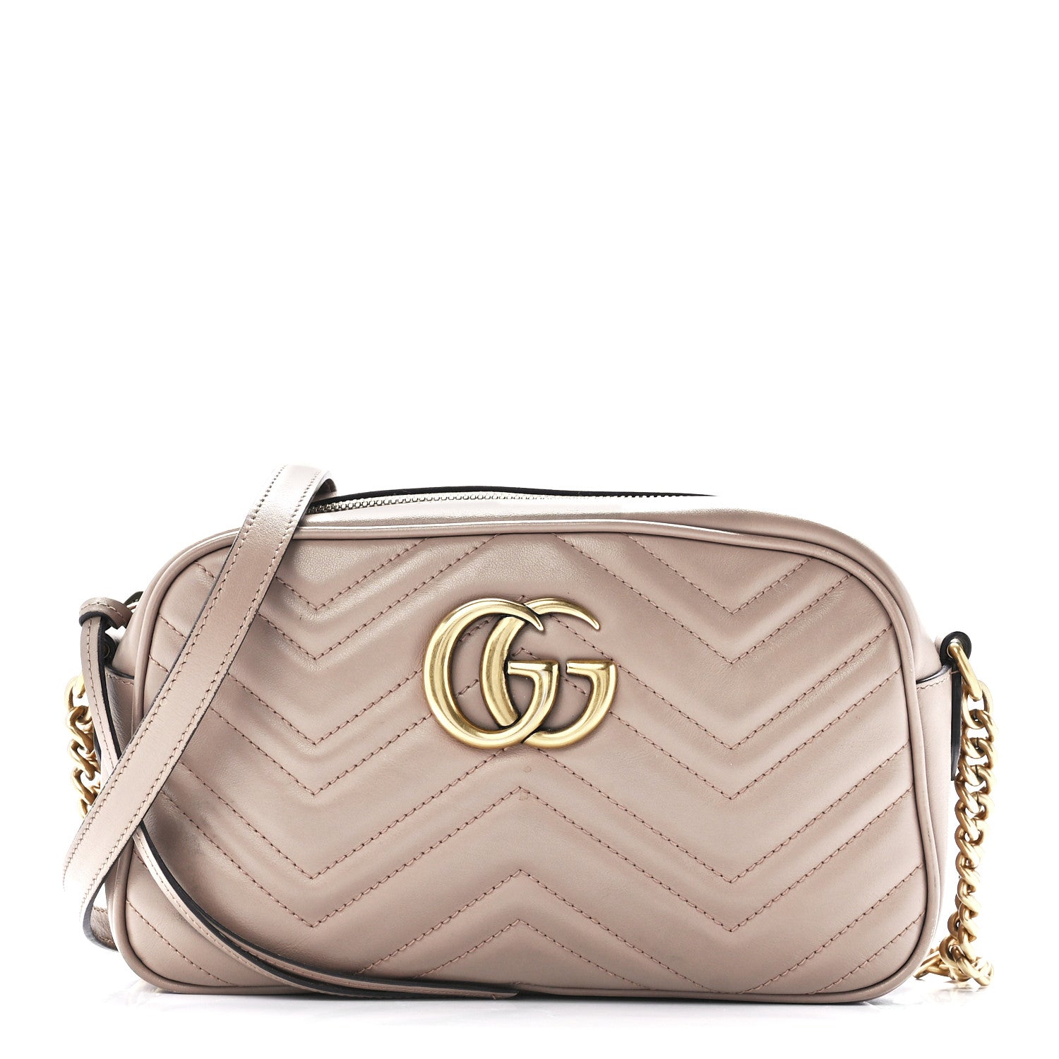 Gucci Calfskin Matelasse Small GG Marmont Chain Shoulder Bag Porcelain Rose 1 of 12