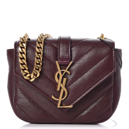 Saint Laurent Sheepskin Matelasse Monogram Mini College Bag Amaranto 1 of 14