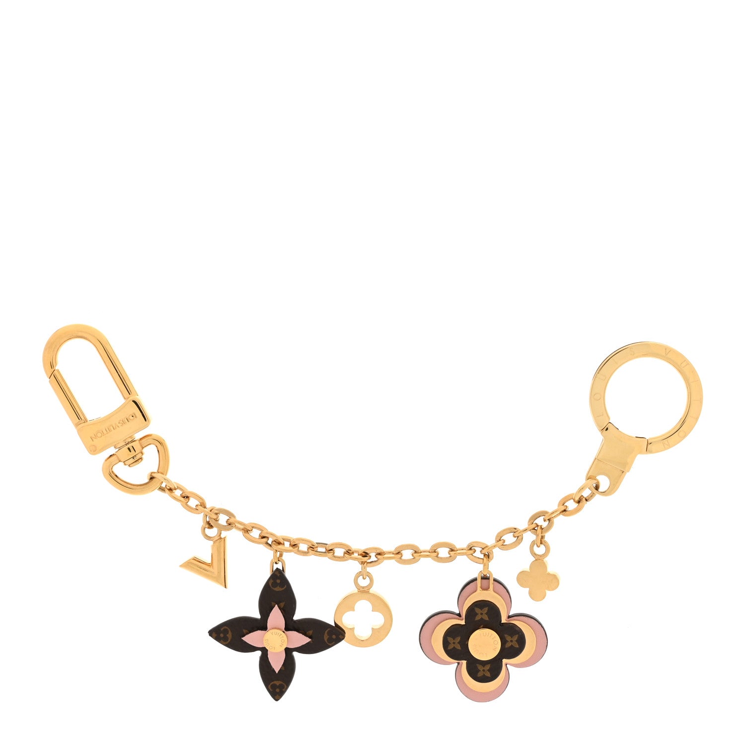 Louis Vuitton Brass Monogram Blooming Flowers Bag Charm Key Holder Rose Ballerine 1 of 5