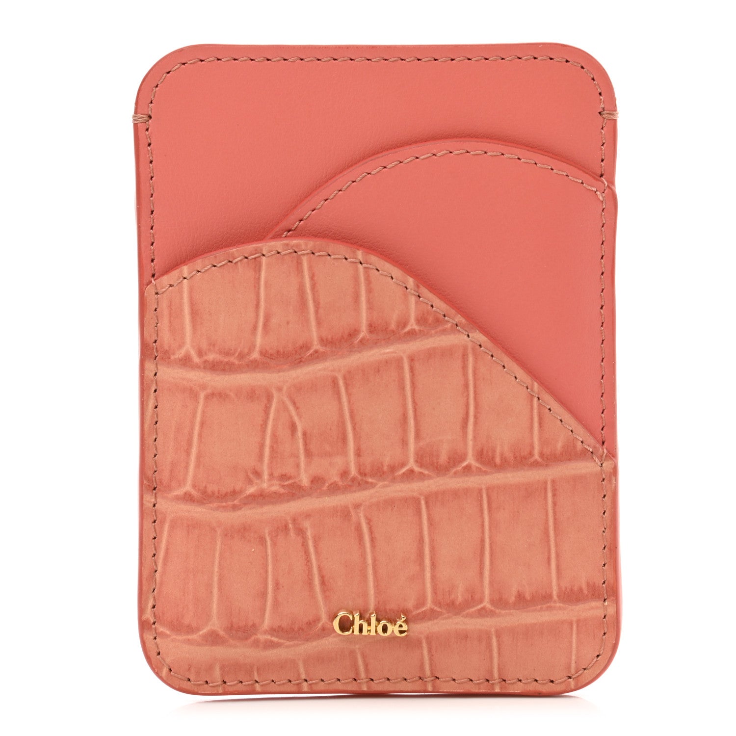 Chloe Calfskin Crocodile Embossed Walden Card Holder Tawny Orange 1 of 6