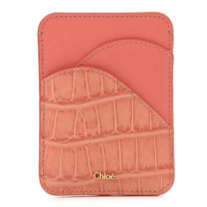 Chloe Calfskin Crocodile Embossed Walden Card Holder Tawny Orange 1 of 6
