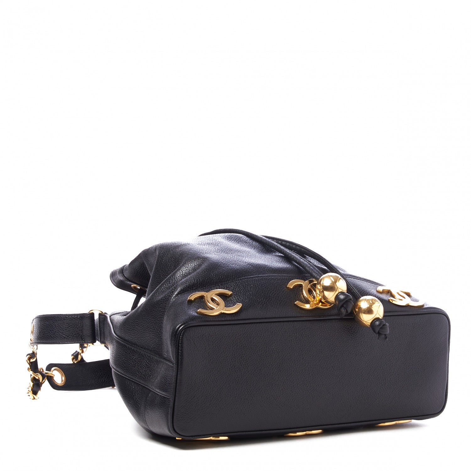 Chanel Caviar CC Drawstring Shoulder Bag Black 3 of 8