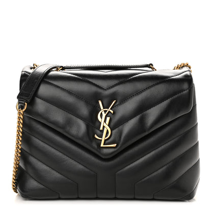 Saint Laurent Calfskin Y Quilted Monogram Small Loulou Chain Satchel Black 1 of 10