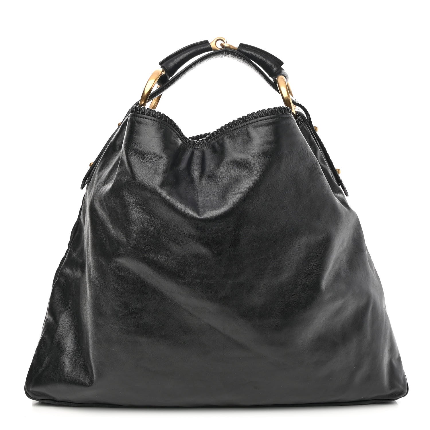 Gucci Calfskin Large Horsebit Chain Hobo Black 1 of 9