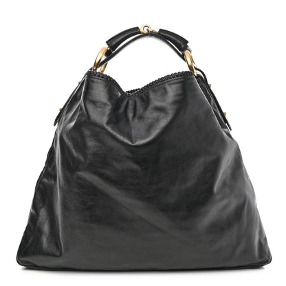 Gucci Calfskin Large Horsebit Chain Hobo Black 1 of 9