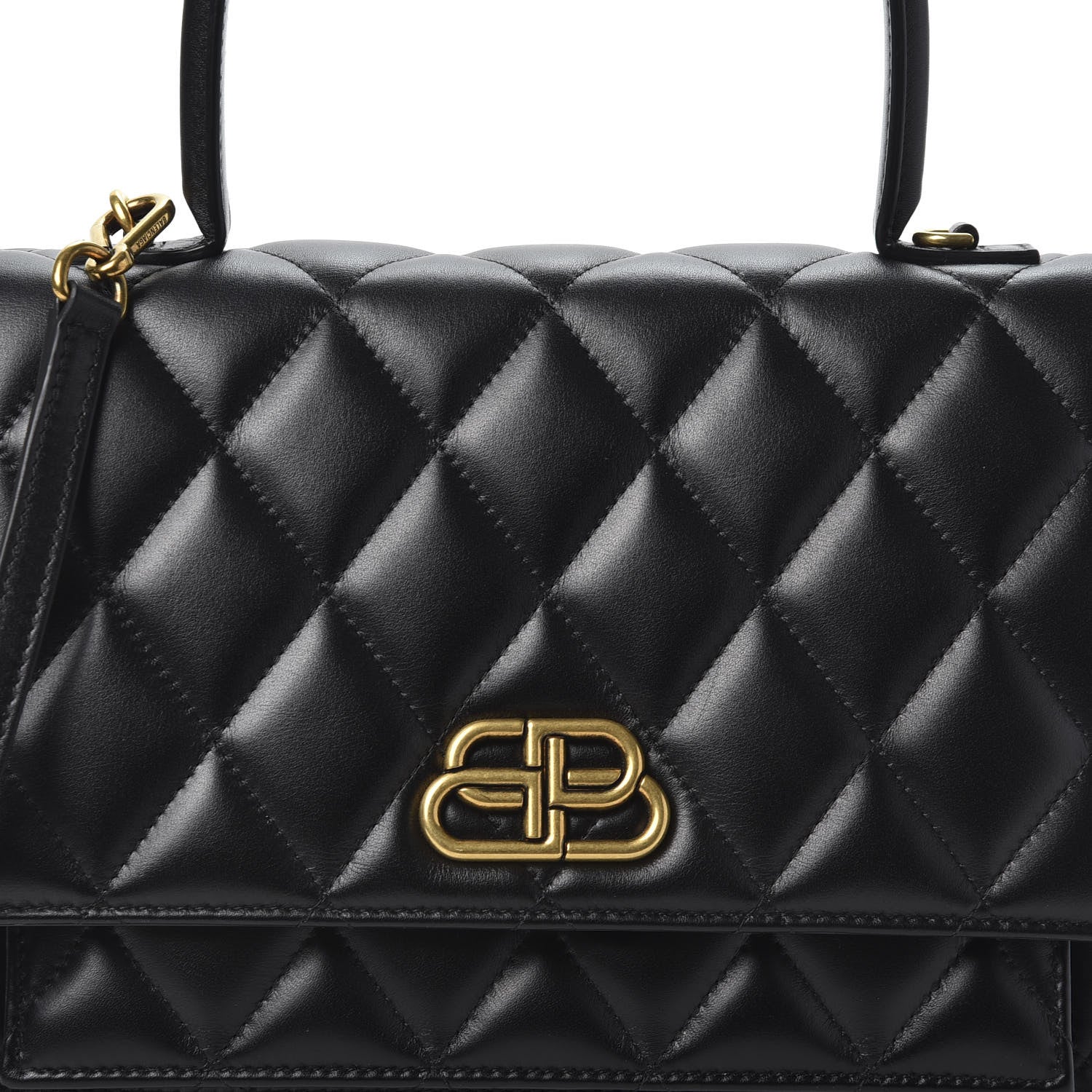 Balenciaga Nappa Calfskin Quilted Medium Sharp Top Handle Bag Black 8 of 8