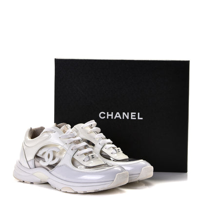 Chanel Calfskin Patent Transparent Womens CC Sneakers 38.5 White 17 of 18