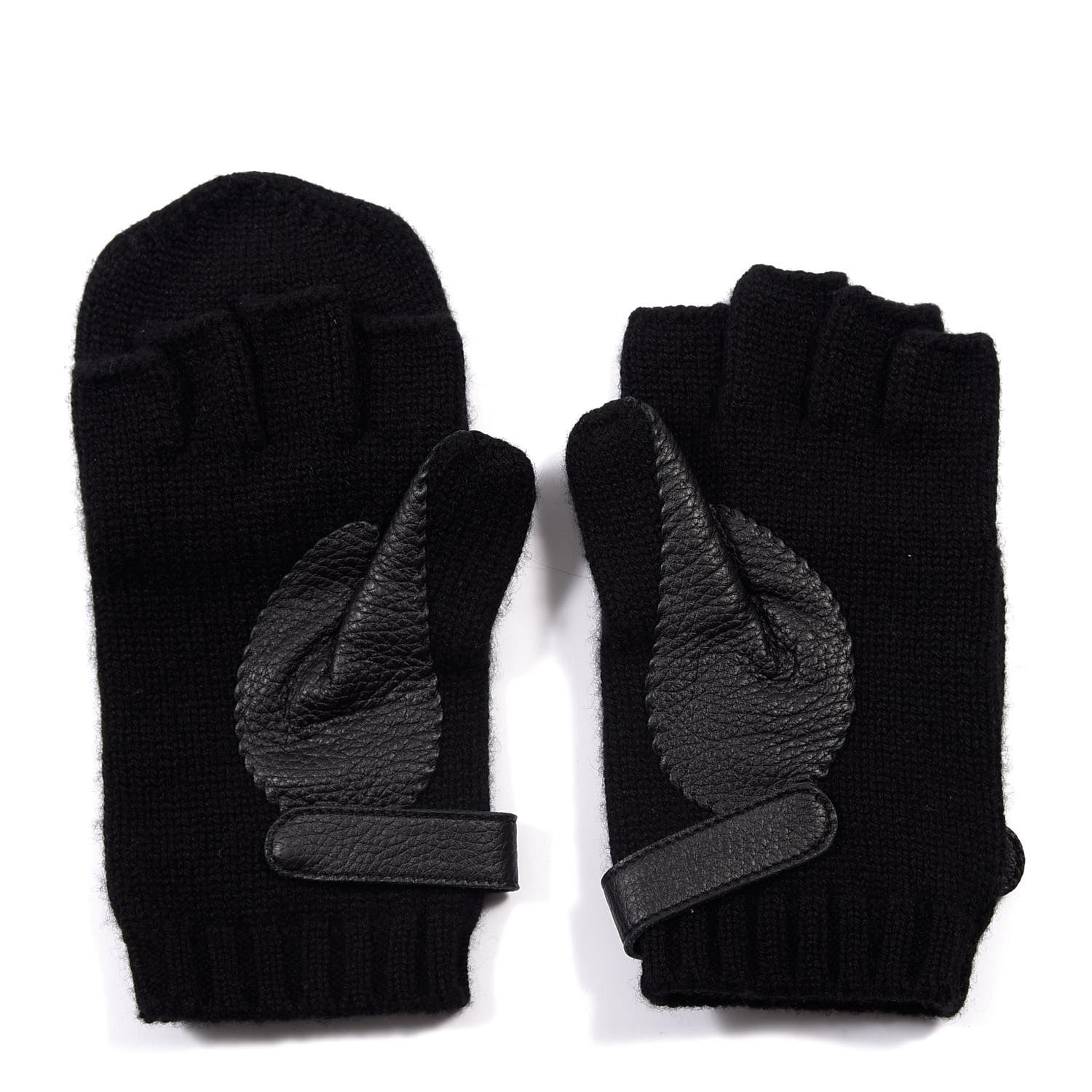 Hermes Cashmere Deerskin Baltimore Gloves M Black 3 of 5