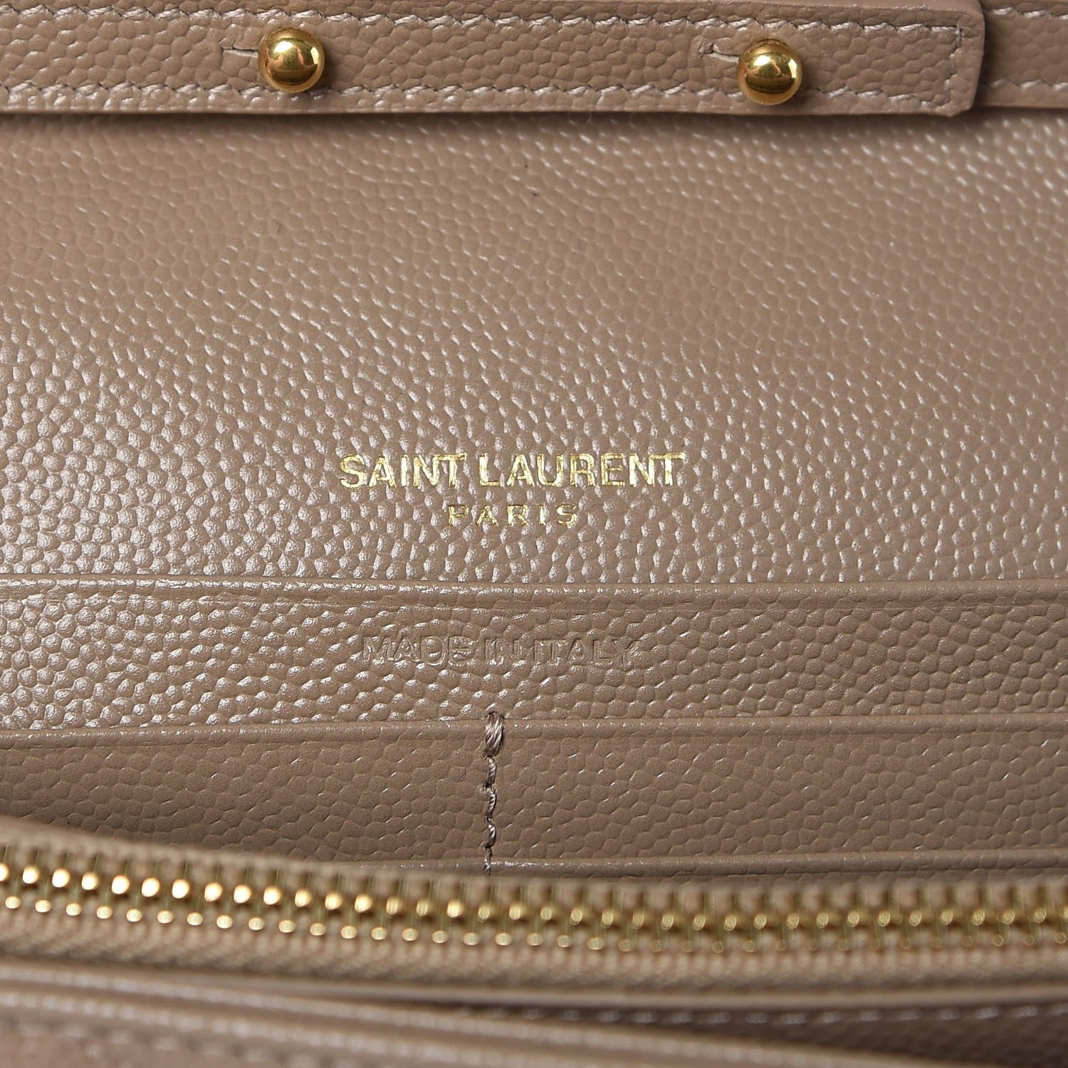 Saint Laurent Grain De Poudre Matelasse Chevron Monogram Chain Wallet Light Taupe 6 of 6