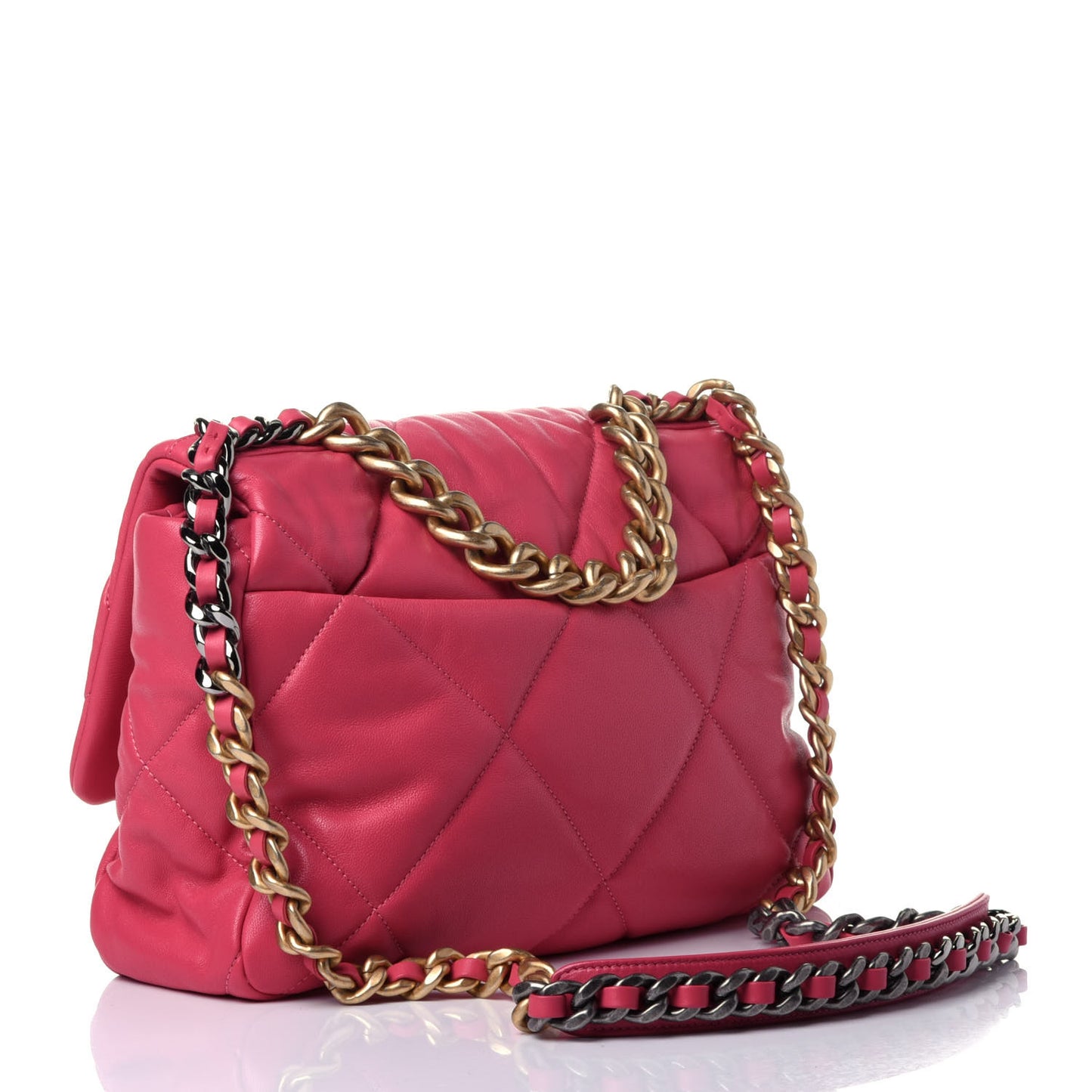 Goatskin Quilted Large Chanel 19 Flap Dark Pink