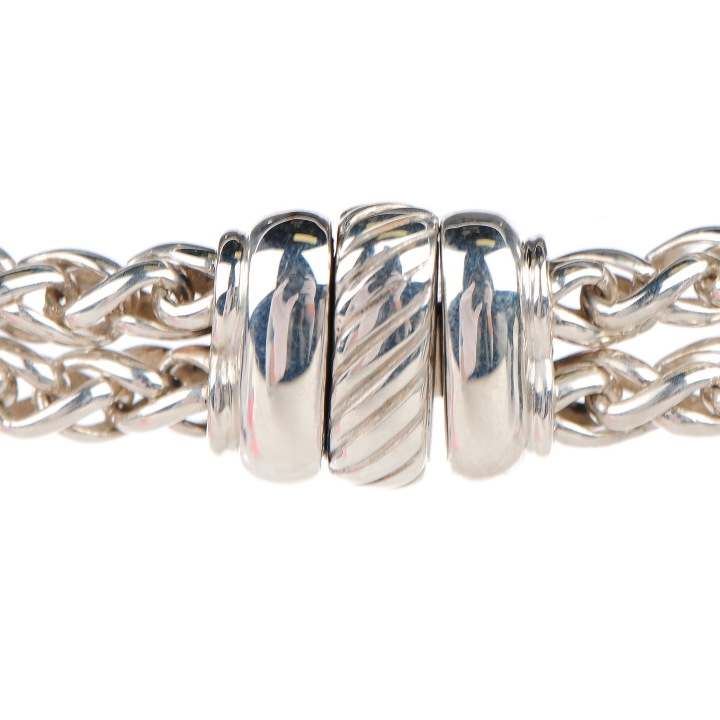 Sterling Silver Diamond 18mm Double Wheat Chain Necklace