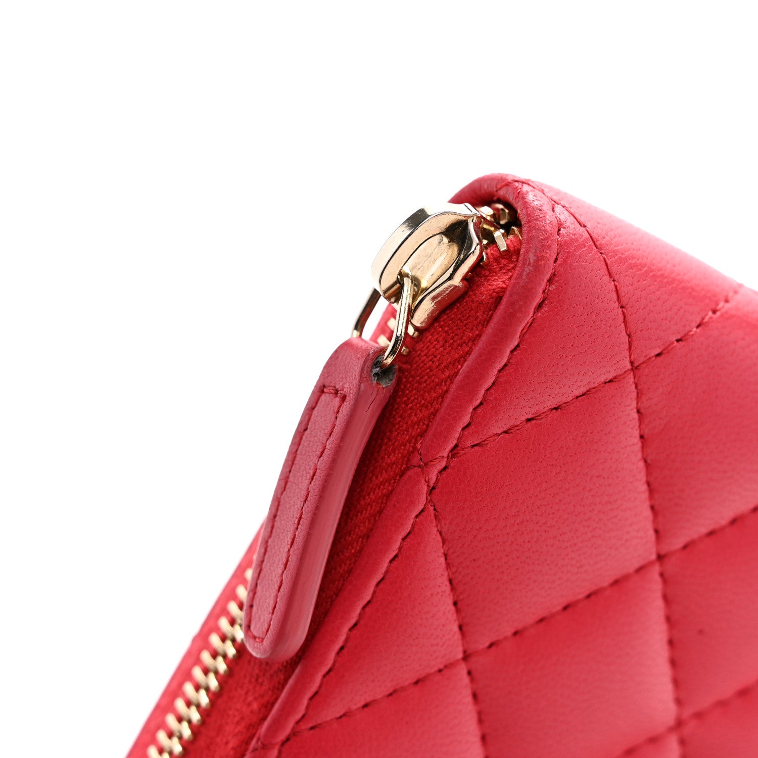 Chanel Lambskin Quilted Large Gusset Zip Around Wallet Dark Pink 12 of 14