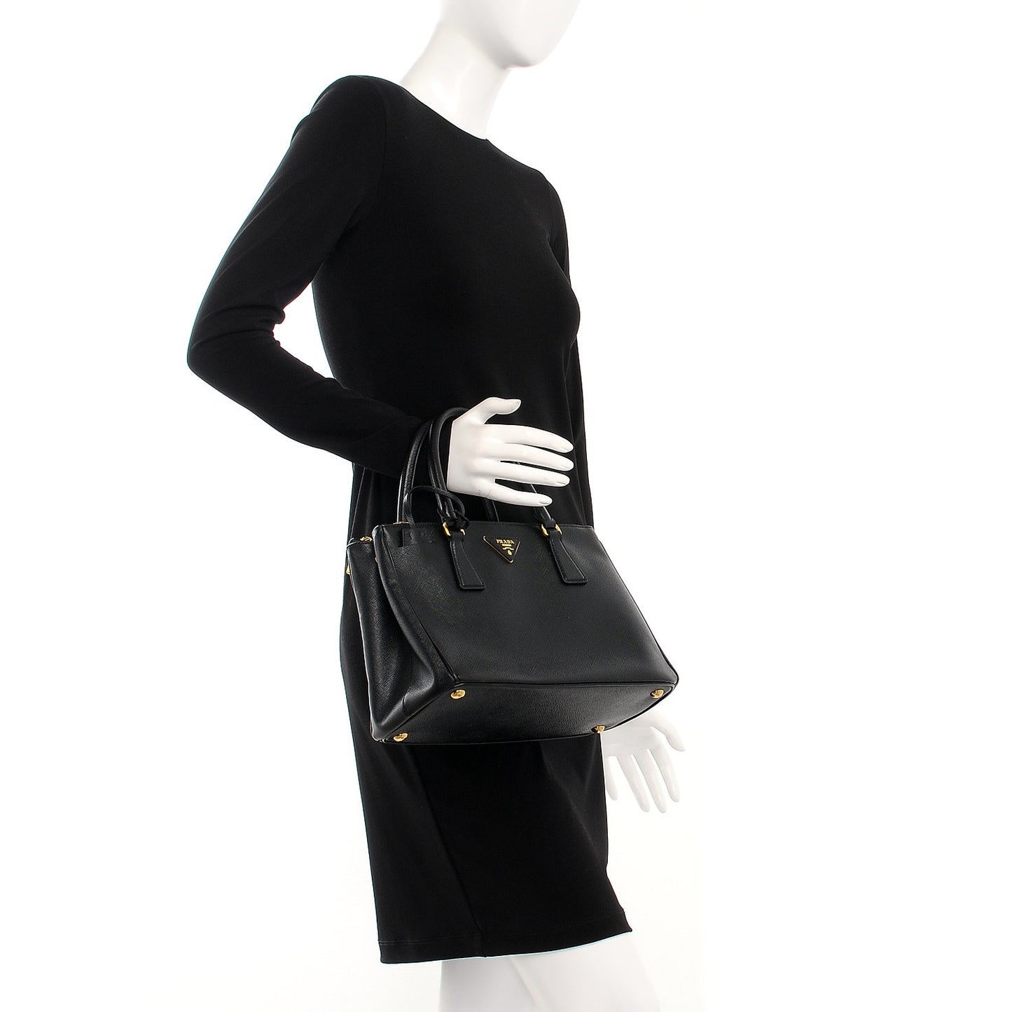 Saffiano Small Galleria Double Zip Tote Black