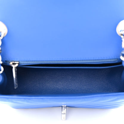 Chanel Caviar Chevron Quilted Mini Square Flap Blue 5 of 10
