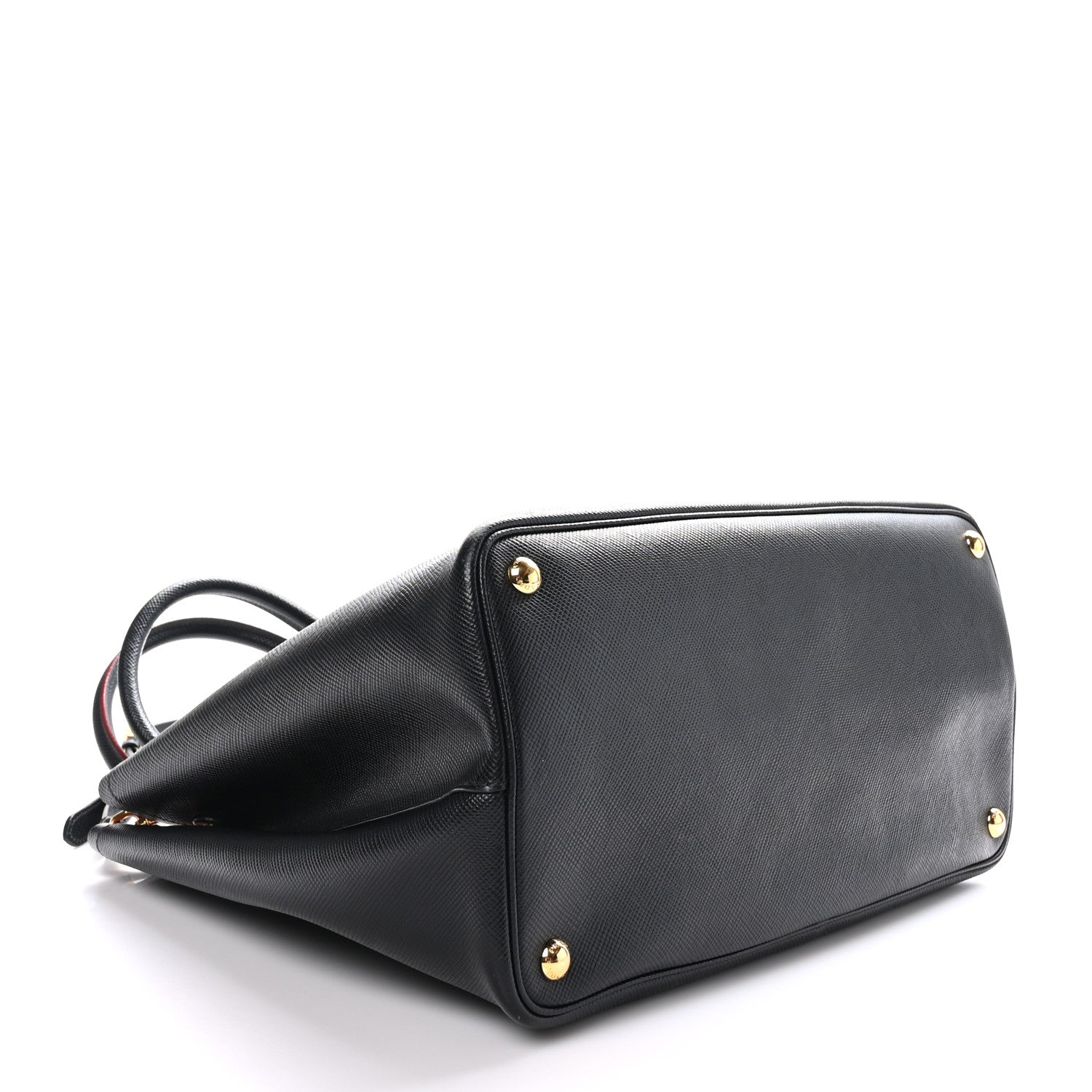Prada Saffiano Cuir Large Double Bag Black Fuoco 4 of 9