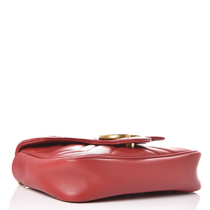 Gucci Calfskin Matelasse Super Mini GG Marmont Shoulder Bag Hibiscus Red 4 of 10