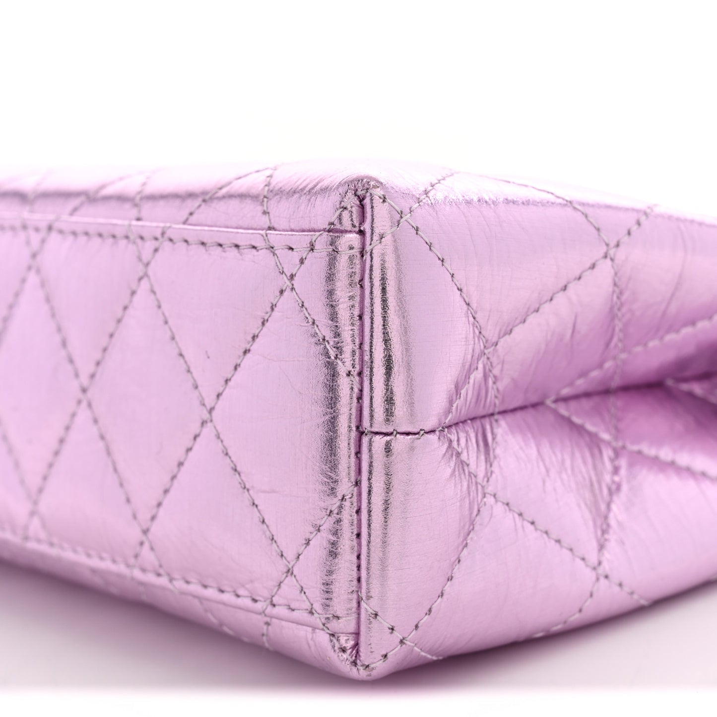 Metallic Aged Calfskin Quilted Nano Kelly Shopper Pink